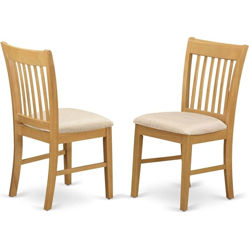 East West Furniture NFC-OAK-C Norfolk Kitchen Dining Chairs Linen Fabric Upholstered Wooden Chairs Set of 2 Oak