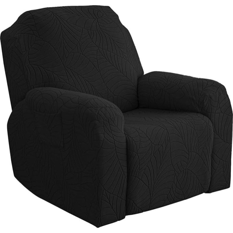 ZYHBBGXFC-XM Liege-Schonbezug, 4/6/8-teiliges Set, Stretch-Sofabezug mit Seitentasche, weicher, Dicker, waschbarer Möbelschutz for Wohnzimmer(Black,3 Seats)
