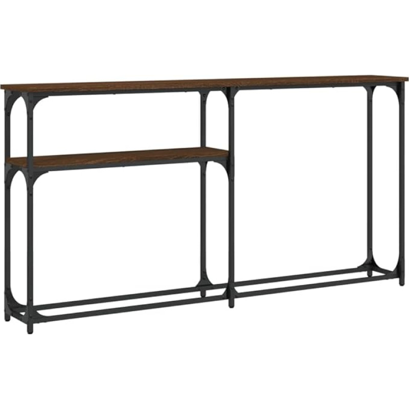 Makastle Console Table, Hallway Table, Decorative Table, Living Room and Bedroom, Standing Shelf, Side Table, Sofa Table, Entrance Table Behind Sofa, Brown Oak Look, 145 x 22.5 x 75 cm, Wood Material