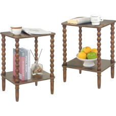 Fultyle Beistelltische 2er Set, Kleiner Beistelltisch mit Ablage, Nachttisch Set 2 Nachttische für Wohnzimmer, Schlafzimmer, Büro und kleine Räume (Rustic Brown)