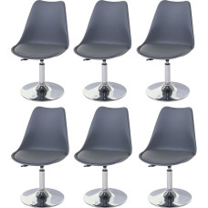 Mendler Malmö T501 Dining Room Chairs, Height-Adjustable, Rotatable, Faux Leather, Dark Grey, Chrome Base