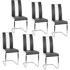 High Back Dining Chair Set of 6 Black + White