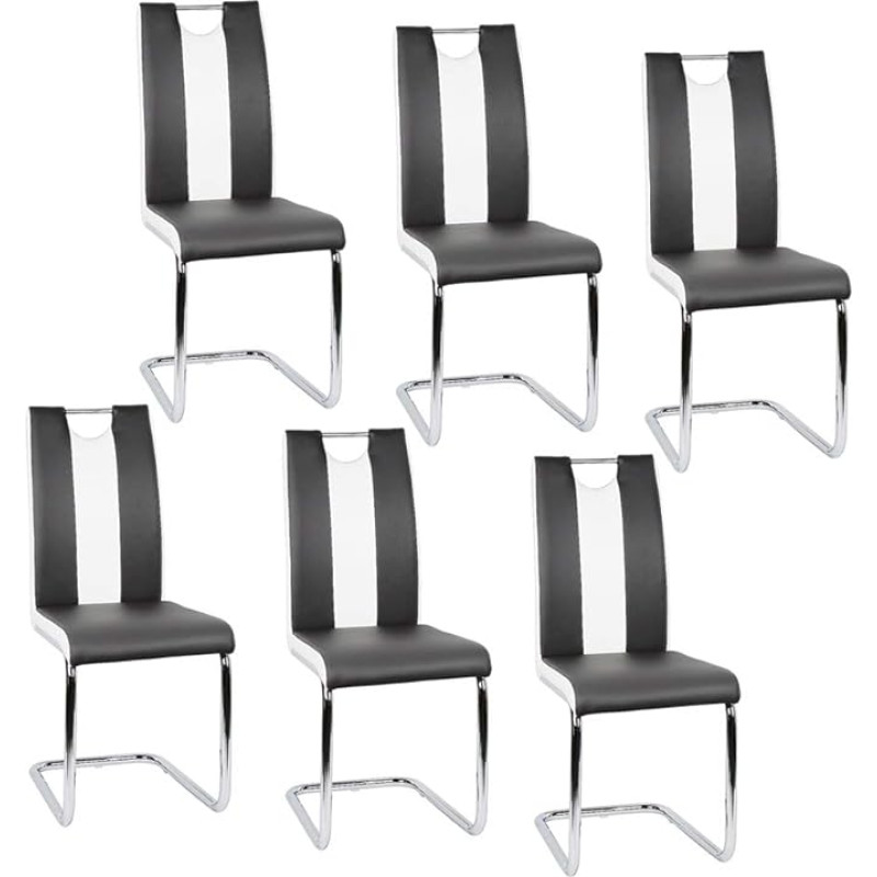 High Back Dining Chair Set of 6 Black + White