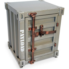 BÜTTNER Side Table Coffee Table Bedside Table Stool Cabinet Box Locker with Storage Space in Industrial Design Container Look Metal 40 x 38 x 48 cm Antique Silver