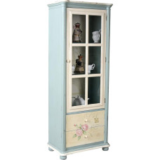 Palazzo Exclusive Vintage Glass Display Cabinet 160 cm Multi-Coloured Rose Painting Country House FRF084