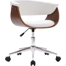 vidaXL Dining Room Chair, Kitchen Chair, Rotatable Height Adjustable, Swivel Chair, Dining Chair with Armrests, White Bentwood Faux Leather