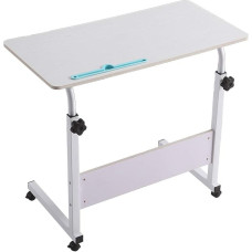 HADECOLL Folding Table Height Adjustable with Wheel Sofa Side Sliding On Adjustable Console Computer Desk White 60X40X90Cm
