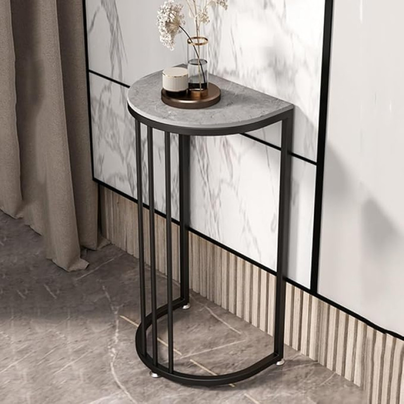 Console Table, Console Table, Console Foyer Tables for Entrance, Entrance Tables Made of Faux Marble, Metal Frame, Modern Semicircular Flower Pot Table, for Living Room, Hallway, Style 142 x 32 x 70