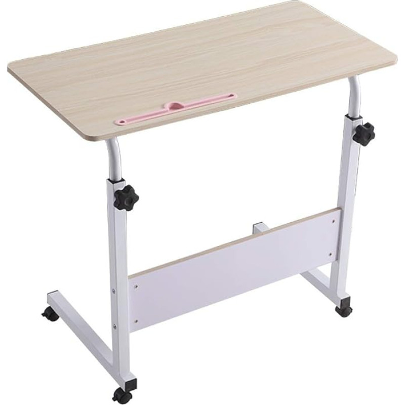 HADECOLL Folding Table Height Adjustable with Wheel Sofa Side Sliding On Adjustable Console Computer Desk Wood 80X40X92Cm