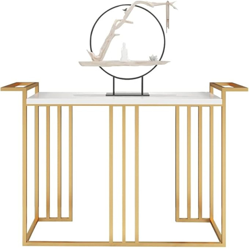 HADECOLL Konsolentisch Wohnzimmer Blumenständer, Marmor Eingangstisch, Konsole, Trennwandtisch, 31,4X11,8X31,4 Zoll