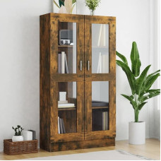 Willood Showcase Cabinet Bookcase Filing Cabinet Office Cabinet Display Cabinet Bookshelf Sideboard Smoked Oak 82.5 x 30.5 x 150 cm Wood Material