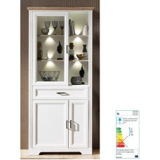 Lomadox Standing Display Cabinet with Lighting in Country House Style Light Pine & Artisan Oak Nb.