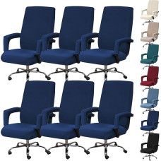 ouxei Bürostuhlbezug-Set Mit Hoher Rückenlehne (1/2/4/6 Stück) – Verdickter Schonbezug Für Drehstühle Mit Reißverschluss(D Blue 6pcs,X-Large)