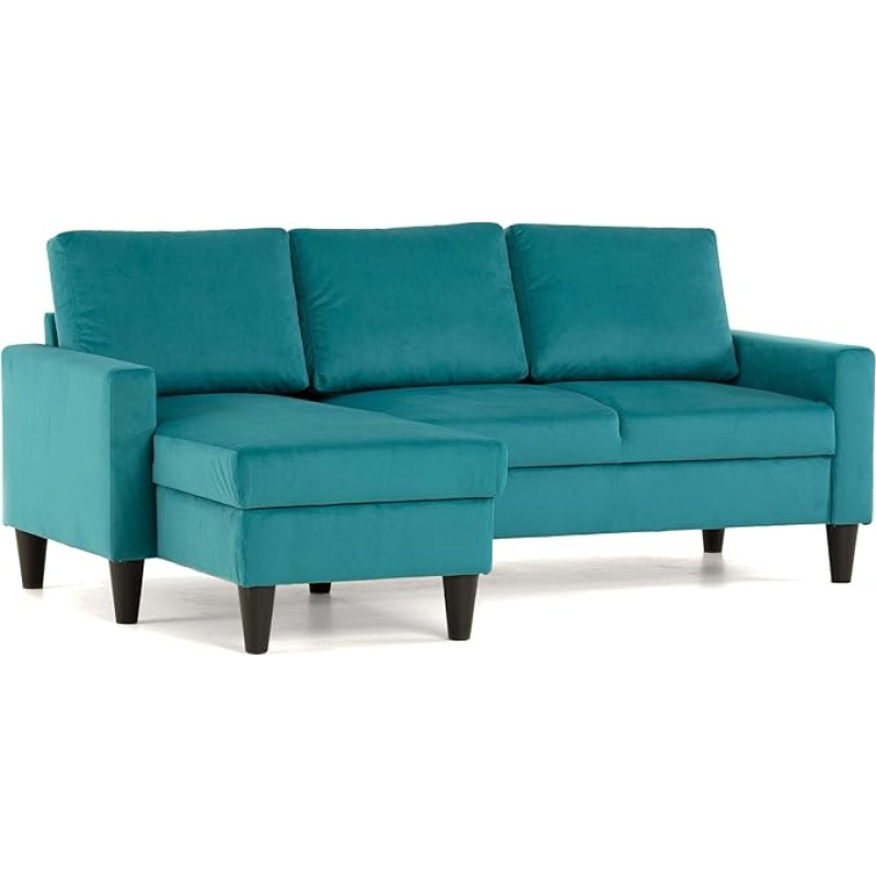 Confort24 Fox Sofa Chaise Lounge Corner Sofa 3 Seater Reversible Right or Left (Turquoise)