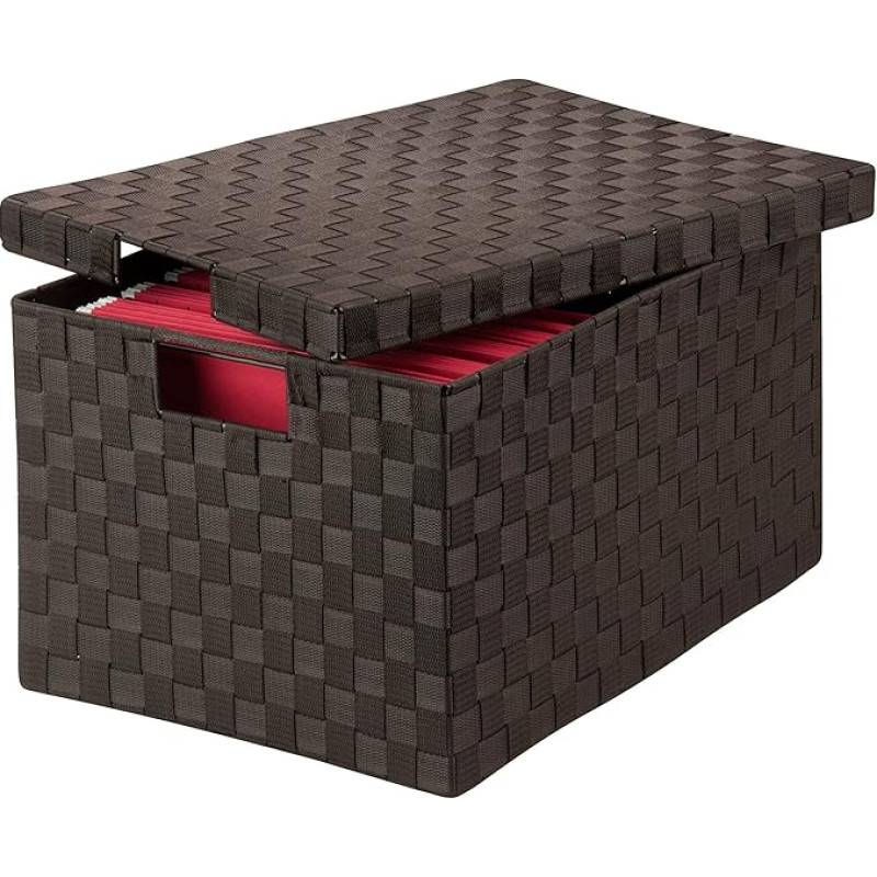 Honey-Can-Do OFC-03709 14 by 17.75 by 10.75-Inch Double Woven File Box with Lid and Handles, Large, Espresso Brown