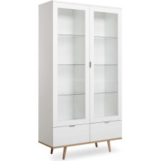 Newfurn Elia.Four Scandinavian Wooden Display Cabinet II 100 x 185 x 40 cm (W x H x D) II in White/White Living Room Bedroom Dining Room Hallway Hallway