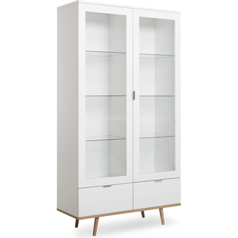 Newfurn Elia.Four Scandinavian Wooden Display Cabinet II 100 x 185 x 40 cm (W x H x D) II in White/White Living Room Bedroom Dining Room Hallway Hallway