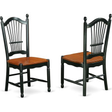 East West Furniture DOC-BCH-W Dover Dining Chairs - Slatted Back Wooden Seat Kitchen Chairs Set of 2, Black & Cherry