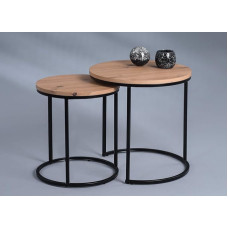 M2 Kollektion Denver Coffee Table / Coffee Table, Wood Material, Brown, H1 = 47 cm, D1 = 40 cm, H2 = 52 cm, D2 = 50 cm