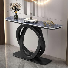 YVYKFZD Schmaler Langer Konsolentisch, Beistelltisch Flurtisch mit Metallrahmen, dekorative Sofatisch, offene Eingangstisch für Eingangsbereich, Wohnzimmer, Schlafzimmer, Flur(Black D,120cm/47.2