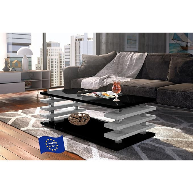 DC-3 Coffee Table 120 x 60 cm with Shelf Modern Stable Versatile Living Room Table Side Table Sofa Table Timeless Design Space Saving Robust Living Room without Wheels