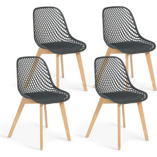 IDMarket - Set of 4 Dining Chairs Mandy Grey