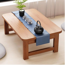 Zusammenklappbarer Couchtisch mit niedrigem Boden, kompakter Kotatsu-Schreibtisch zum Sitzen, perfekt für Schlafzimmer, Erkerfenster oder Teestube, Braun, 80 x 45 x 35 cm