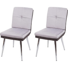 Mendler Set of 2 Dining Room Chairs HWC-G48 Kitchen Chair Upholstered Chair Recliner Chair Faux Leather Velvet MVG Certified - Grey