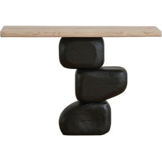 UANFHWZF Konsolentisch, Konsolentisch aus Massivholz, schmaler Sofatisch im schwarzen Steinstil for den Eingangsbereich Tisch