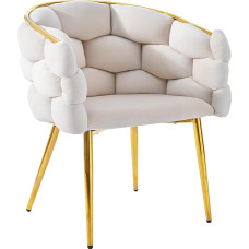 Merax Velvet Chairs - Modern Chair with Gold Plated Iron Leg Beige 1 Chair (Living Room, Dining Room, Makeup, 1 Set)