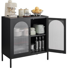 FURSTEL Buffet Cabinet Modern Industrial Style Sideboard Buffet Cabinet with Adjustable Shelves Credenza for Living Room Kitchen Dining Farmhouse 15.7