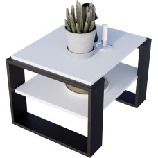 KAJA 63 Rectangular Coffee Table Made of Wood, Modern Tea Table, 63 x 54 x 44 cm, Solid and Stable (White/Black)