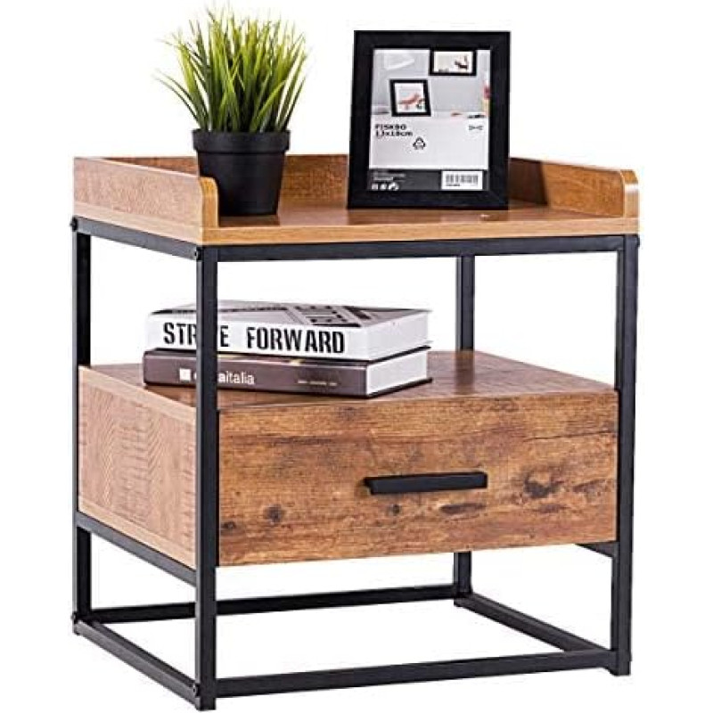 COSTWAY Side Table, MDF, Chipboard, Iron, 45 x 40 x 49 cm (L x W x H)