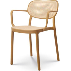 Kosmi - Dining chair mustard vintage style with armrests
