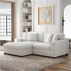 HTI living Xenia Couch with Ottoman Left Corner Sofa Beige