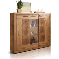 moebel-eins Winston II Highboard, Solid Wood, Oiled Wild Oak