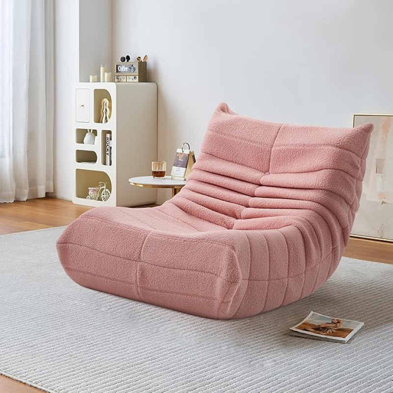 BHFFTHK Bean Bag Sofa Floor Sofa, Floor Sofa with Backrest, Lazy Sofa, Indoor Reading Chair, Comfortable Seat Cushion, Floor Chair Bean Bag Chair, Sponge-Filled Single Sofa Living Room Sofa, Pink