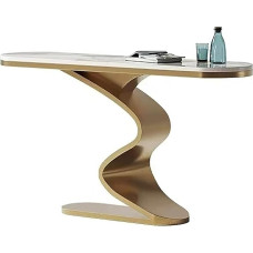 ZKBDBWTR Modern Narrow Console Table, Sofa Table, Side Table High with Geometric Metal Legs, Entrance Table, Back Coffee Table, Hallway Decor (90 cm)