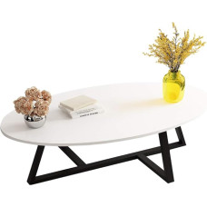 Oval Coffee Table Living Room Wood High Gloss Living Room Table Modern Side Table for Small Spaces, Coffee Tables, Waiting Room Tables, White