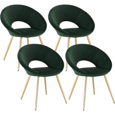WOLTU BH230dgn-4 Set of 4 Dining Room Chairs, Kitchen Chairs, Upholstered Chairs, Design Chairs, with Velvet Seat, Metal Frame, Dark Green