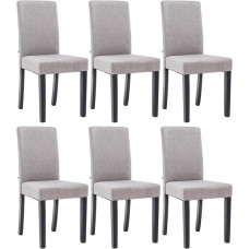 CLP Ina Set of 6 Dining Room Chairs with Fabric Cover, Upholstered Chairs with Wooden Frame, Kitchen Chairs with Floor Protectors, Colour: Light Grey, Frame Colour: Black