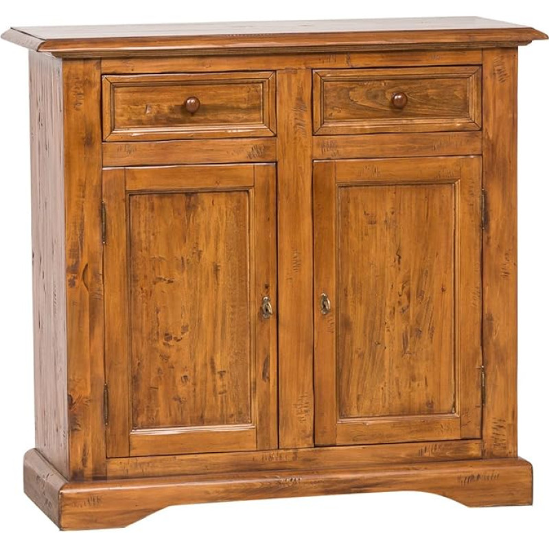 Biscottini Chest of Drawers Solid Wood Made in Italy - Sideboard Living Room 110 x 45 x 103 cm - Buffet Cabinet Country House Style - Sideboard Wood