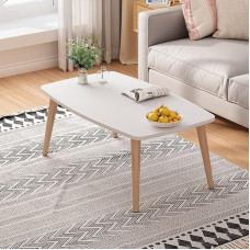 YJTJP Rectangular Coffee Tables, Solid Table Legs, Tea Table, Side Table for Living Room, Small Space, 80 x 40 x 42 cm (White)