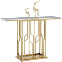 loeusjfnr Foyer-Sofatisch Schmal Modischer Konsolentisch Aus Edelstahl for Wohnzimmer, Metall-Endansichtstisch, Foyer, Marmor-Konsolentisch Langer Sofatisch mit Regalen