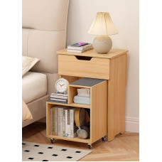 Beistelltisch, Kleiner Nachttisch für kleine Räume, schmaler Beistelltisch Nachttisch mit Schublade Offener Aufbewahrungsschrank Regal mit Rollen Bauernhaus Slim Nachttisch für Wohnzimmer,