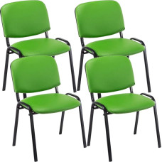 CLP Set of 4 Ken Visitor's Chairs, Faux Leather, Stackable Chairs with Robust Metal Frame, Upholstered Chairs with Backrest, Colour: Green