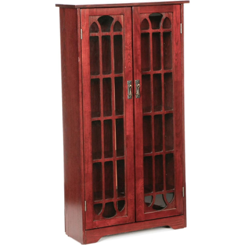 SEI Furniture Cherry Wood Glass Display Cabinet 48