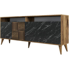 Dmora Rotanev Chest of Drawers, Living Room Buffet, Living Room Sideboard, Modern Kitchen Pantry, 180 x 35 x 79 cm, Walnut and Black