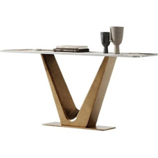 Console Table, Modern Console Table, Entrance Table Made of Faux Marble with Metal Base and Sensor Light, Narrow Console, Suitable for Living Room, Entrance, Hallway, Art Deco Furniture