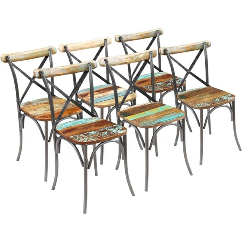 VidaXL Chaises de salle à manger 6 pièces Bois massif recyclé